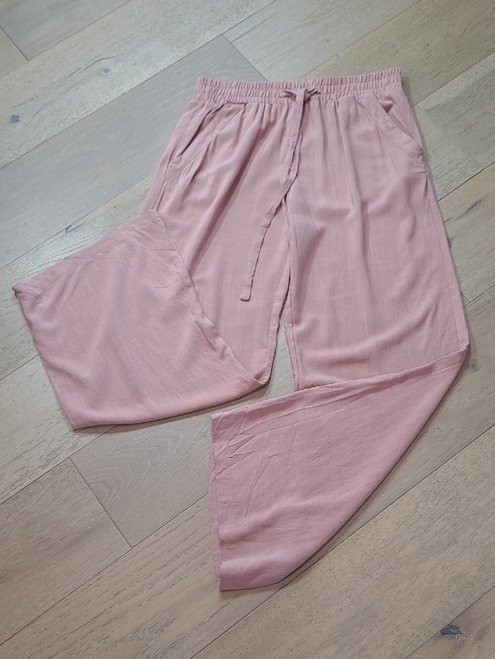 EUC Sienna Sky Wide Leg Pants Women's sz XL Dusty Rose Linen Blend Pull On Pant - Picture 1 of 12